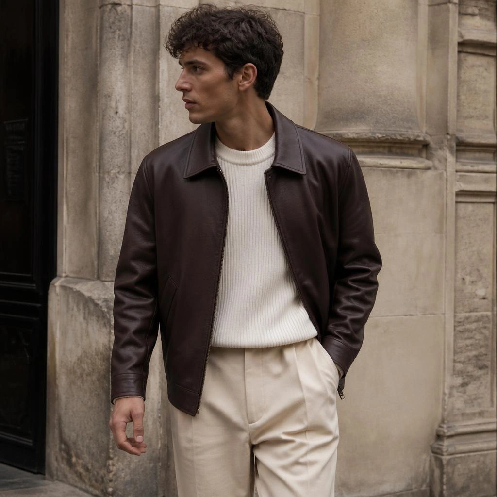 Minimalist Wool-Blend Car Coat in Camel Beige